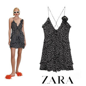 ZARA | Black & White | DOTTED FLOWER DRESS